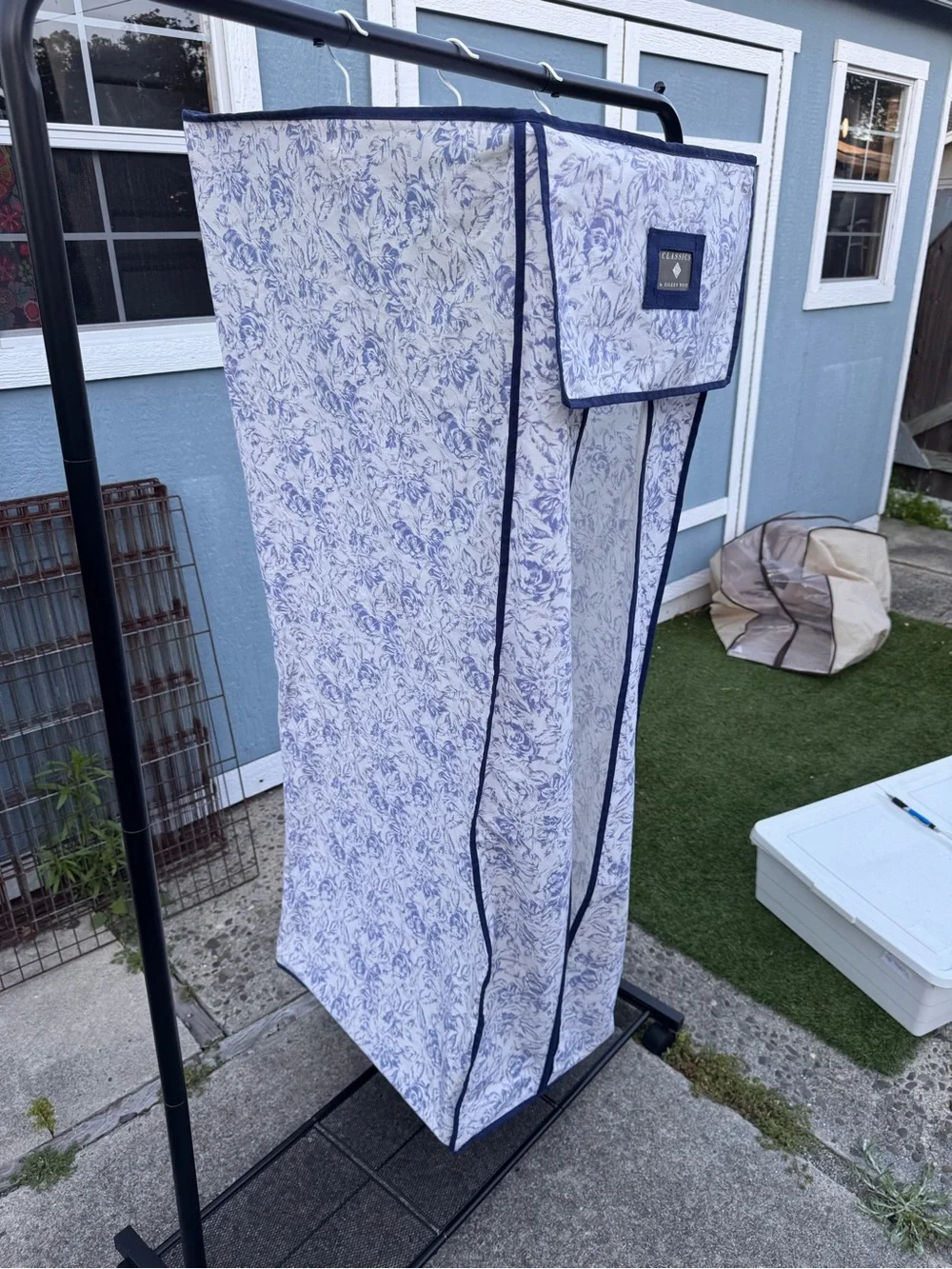 Eileen West Blue Floral Garment Bag Organizer